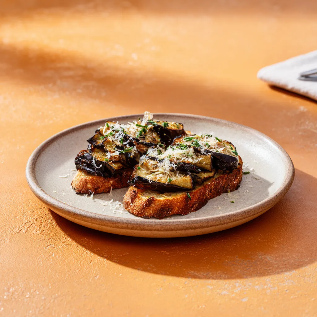 Bruschetta aux aubergines grillées et parmesan