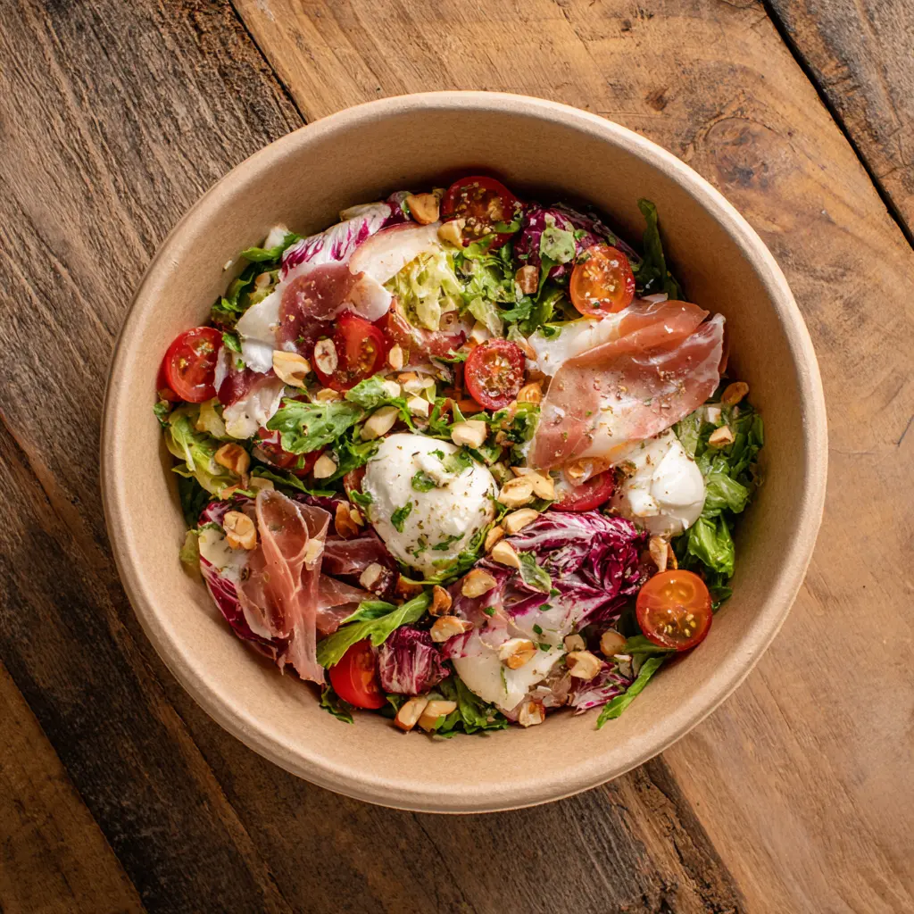 Fraich'Bol Romain h (chou rouge, mozzarella, tomates confites, jambon Italien)