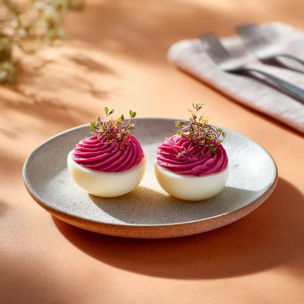 Oeuf mimosa à la betterave