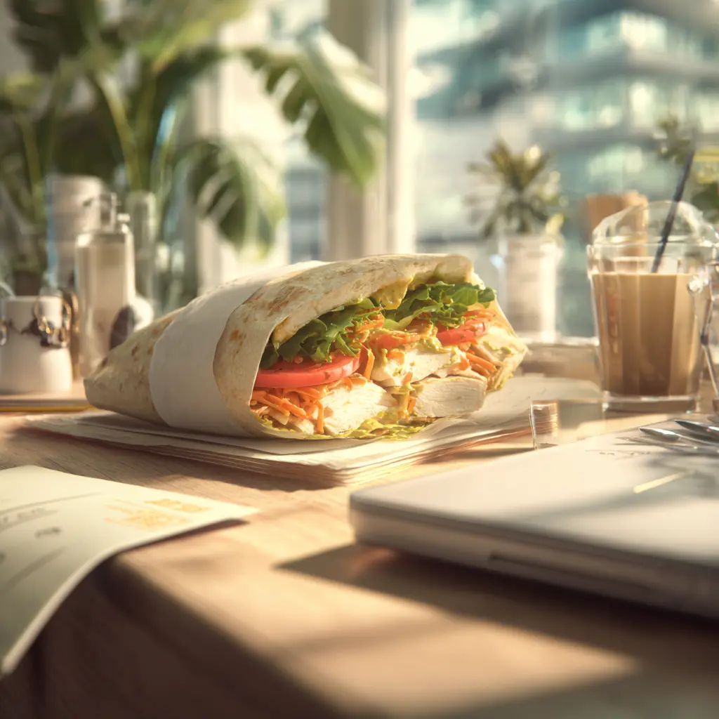 [2953] Pique -Mie "Carry" (Pain suedois, Poulet, carottes, tomate, salade, curry)